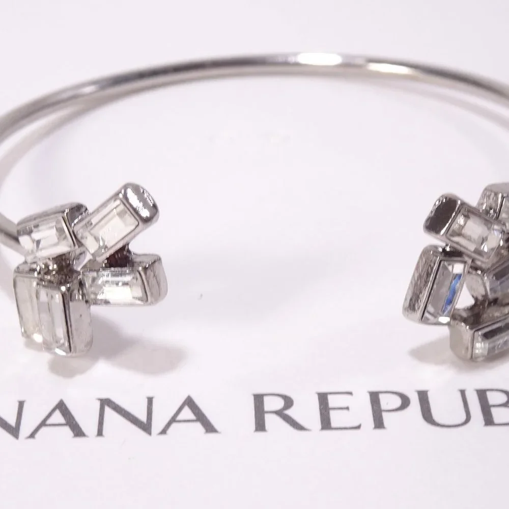 Banana Republic Crystal Baguette Ice Princess Cuff Bracelet NWT 45 - Picture 1 of 15
